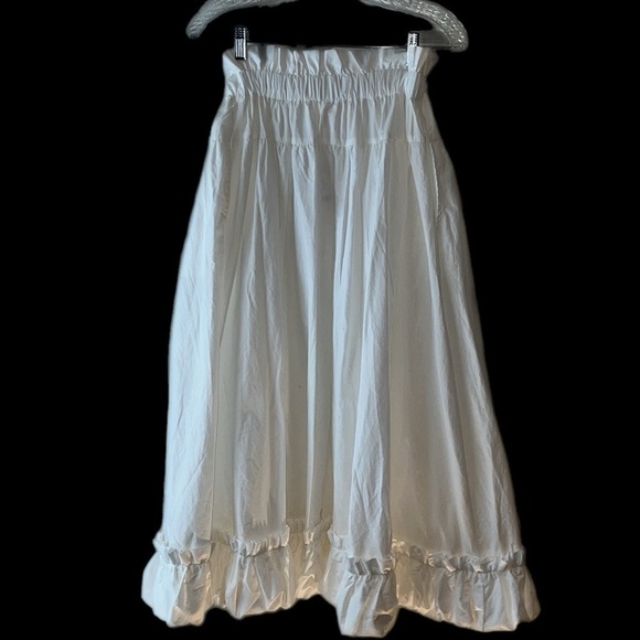 NWT Free People Favorite Part Ruffle Cotton Tie-Waist Midi-Skirt in White Sz XS - Picture 7 of 15
